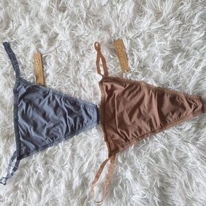 2Pcs Skims JELLY SHEER STRING Thong/ Sienna & Steel Blue 2X NWT